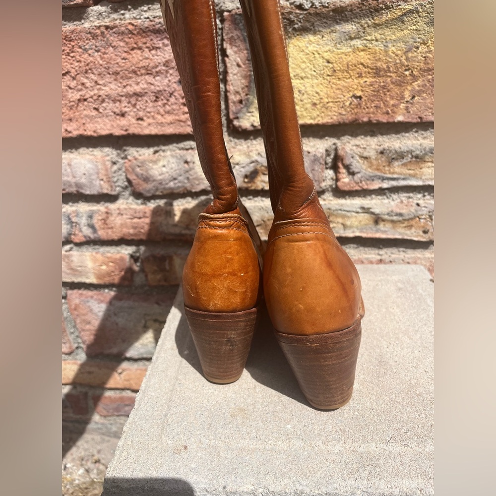 Vintage 1970s Acme Hibiscus Floral Cowboy Boots Size 8 Western Cowgirl Boots - Picture 6 of 14